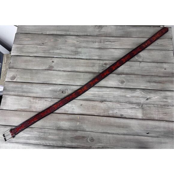 Cicada‎ Engraved Genuine Steerhide Tooled Leather Brown Belt. Made in USA… - Picture 6 of 12